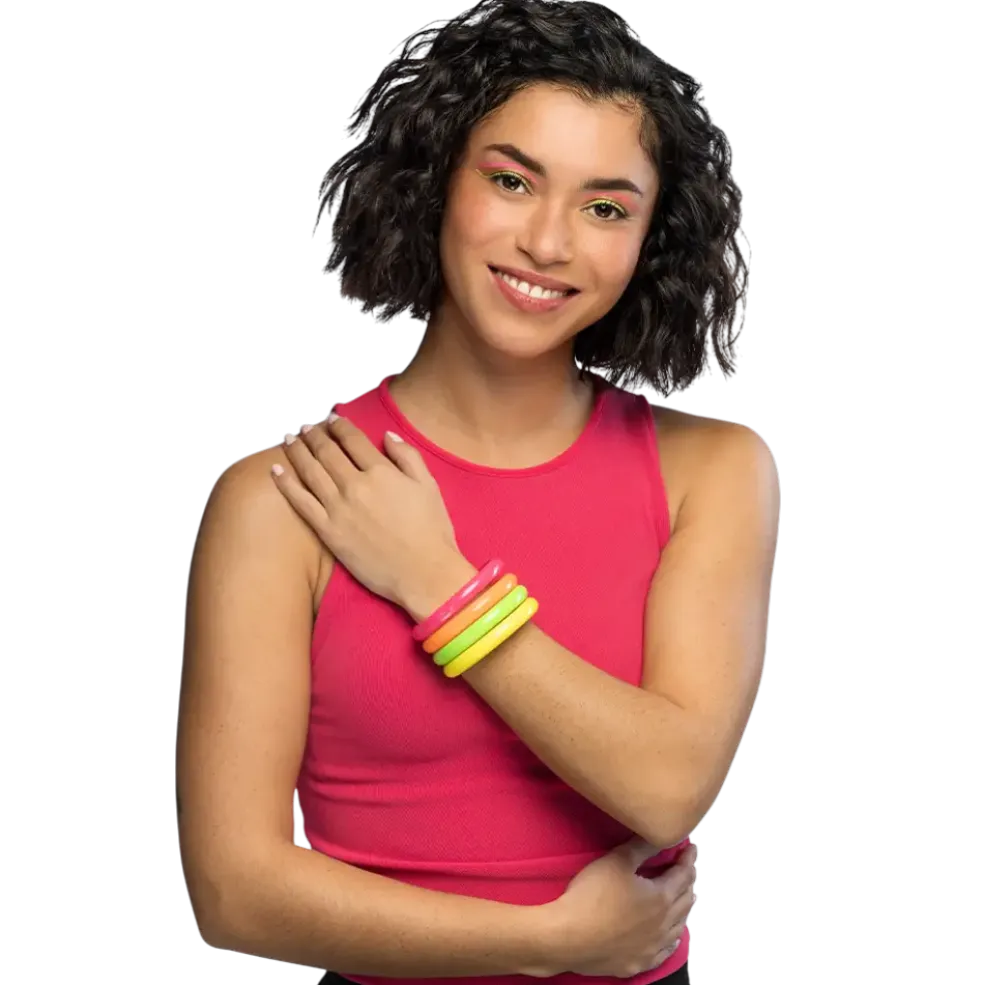 Lot 4 Bracelets Rave – Bracelets Fluo Multicolores Festival & Soirée