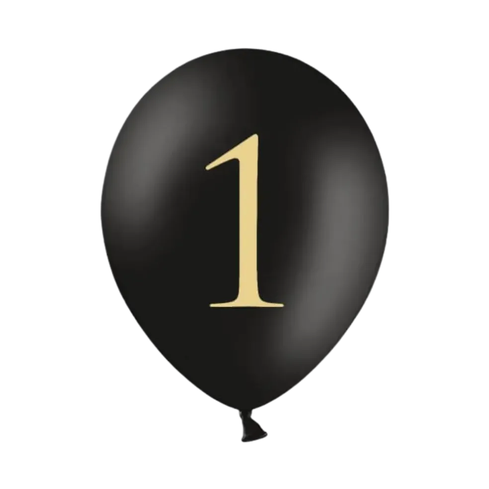 Lot de 10 ballons noirs avec inscription "1"