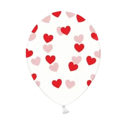 Lot de 50 ballons transparents motifs coeurs rouges et rose
