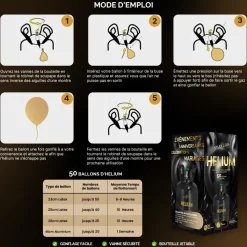 Lot de 2 Bouteilles Hélium Jetable 50 Ballons (0,40m3)