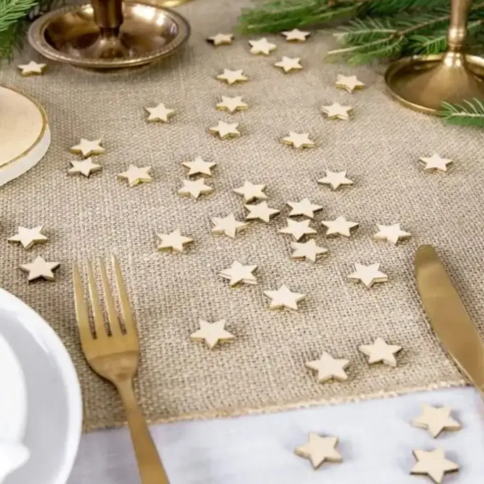 Lot de 50 Confettis étoile en bois - 2x2cm