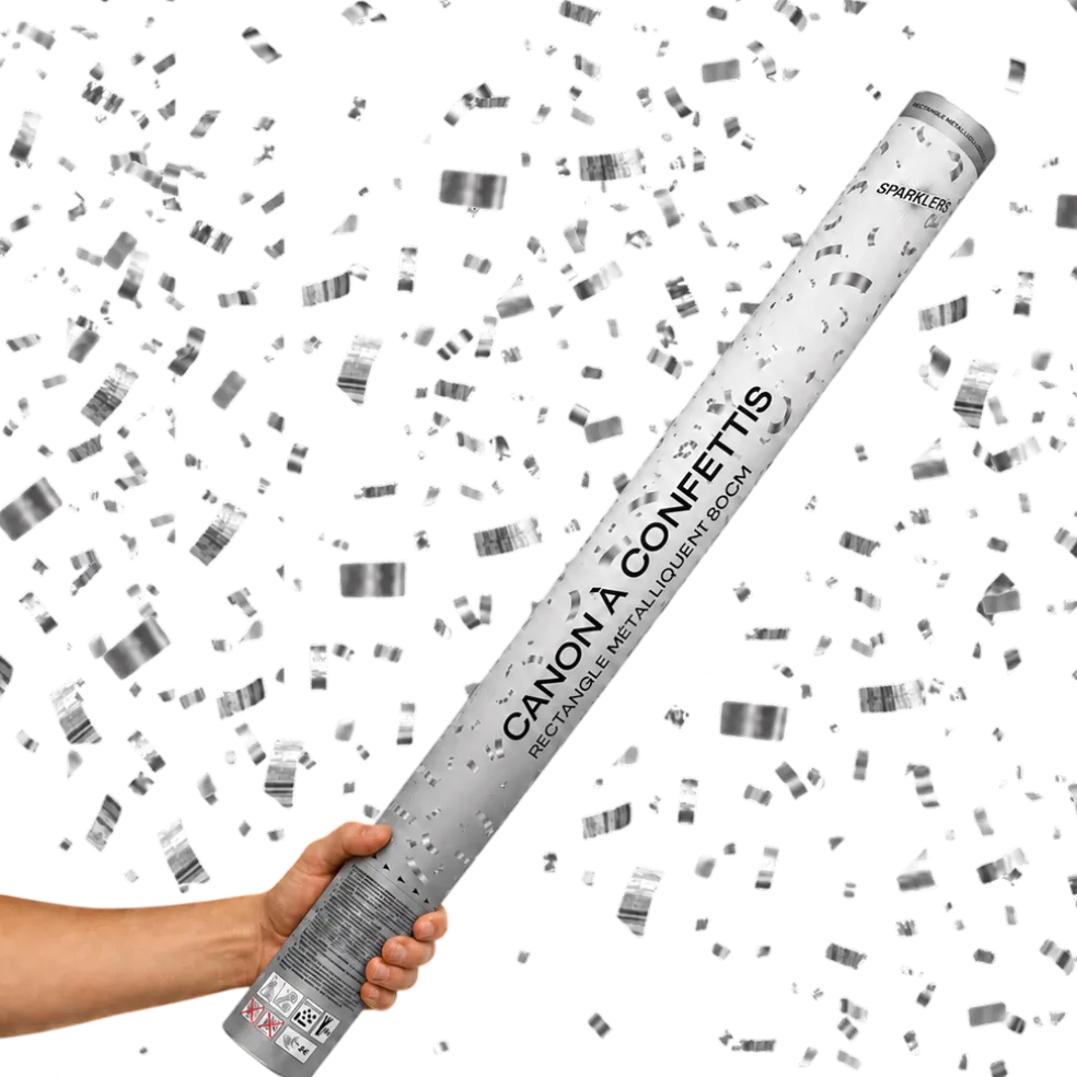 Lot de 2 de Canons à confettis 80 CM Silver