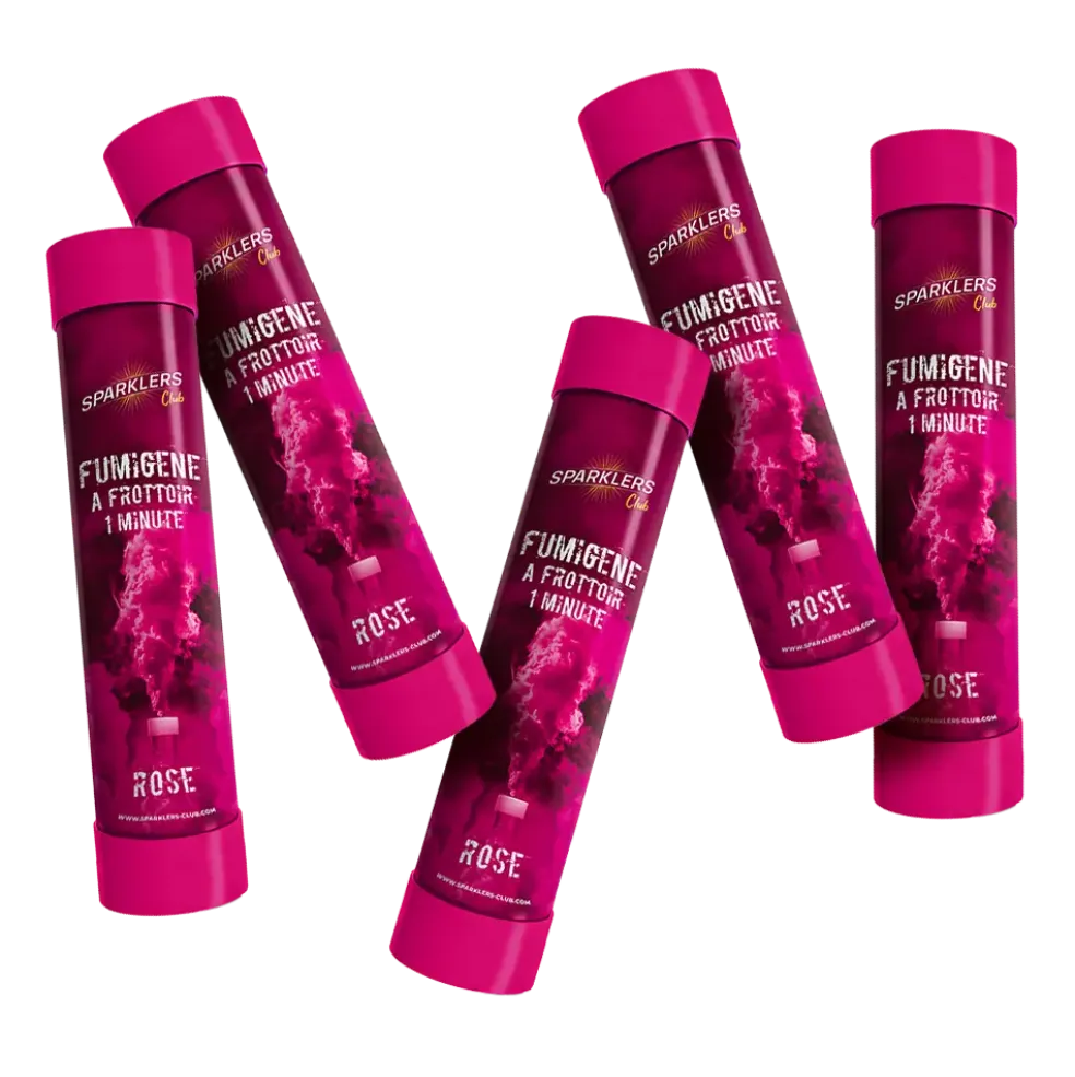 Lot de 5 Fumigènes à Frottoir Rose 1 min