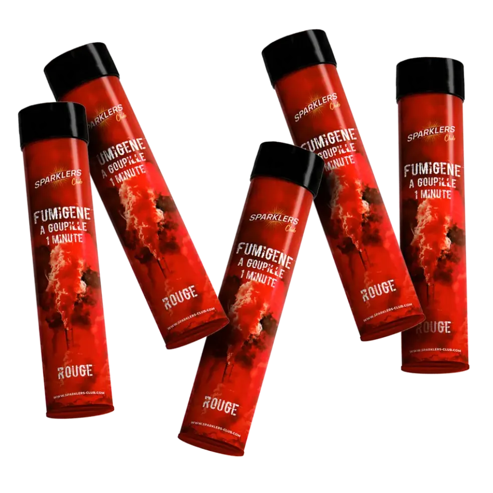 Lot de 5 Fumigènes à Goupille Rouge 1 min