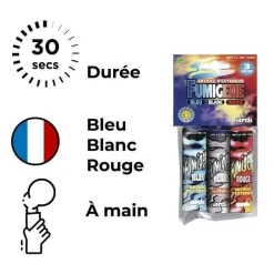 Lot de 3 fumigènes à mains tricolores 30 secondes