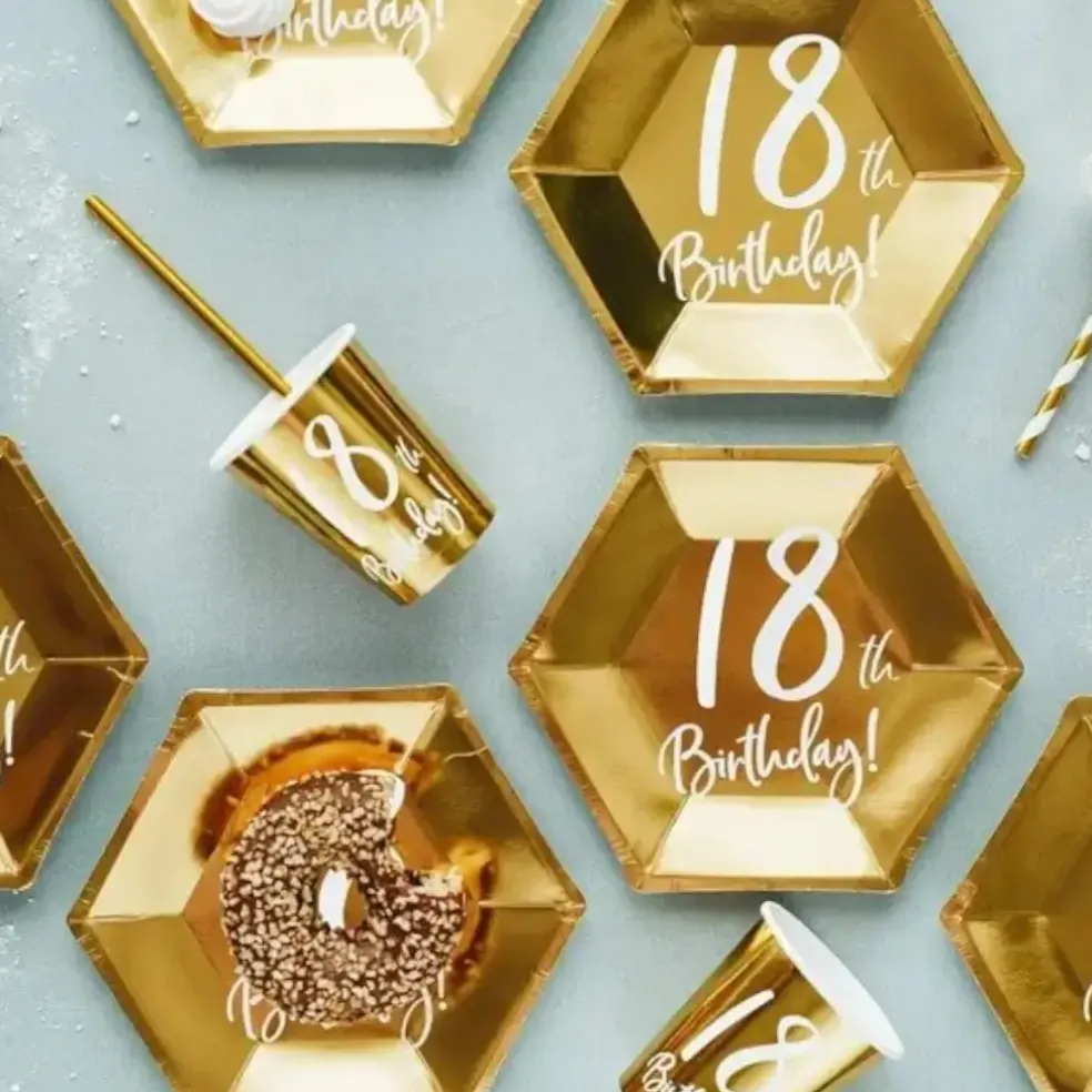 Lot de 6 gobelets or "18 ans"