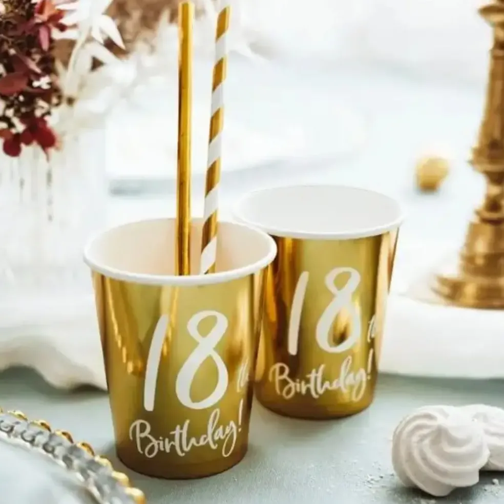 Lot de 6 gobelets or "18 ans"