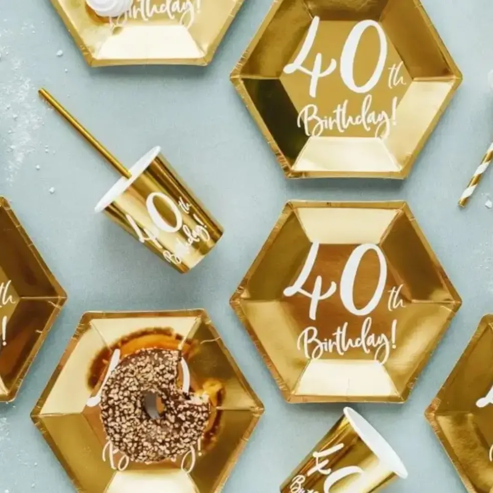 Lot de 6 gobelets or "40 ans"