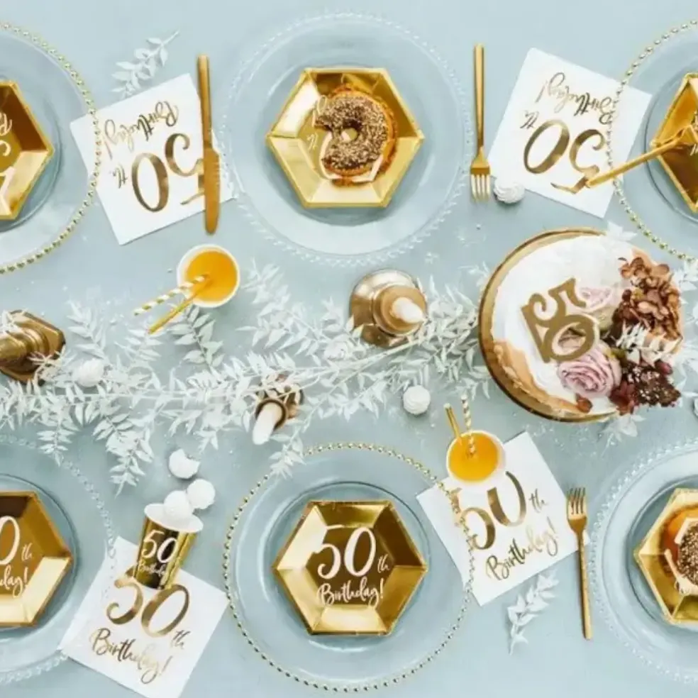 Lot de 6 gobelets or "50 ans"