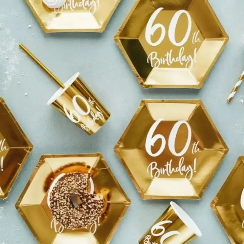 Lot de 6 gobelets or "60 ans"