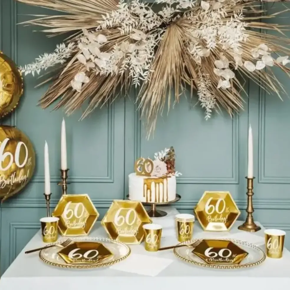Lot de 6 gobelets or "60 ans"
