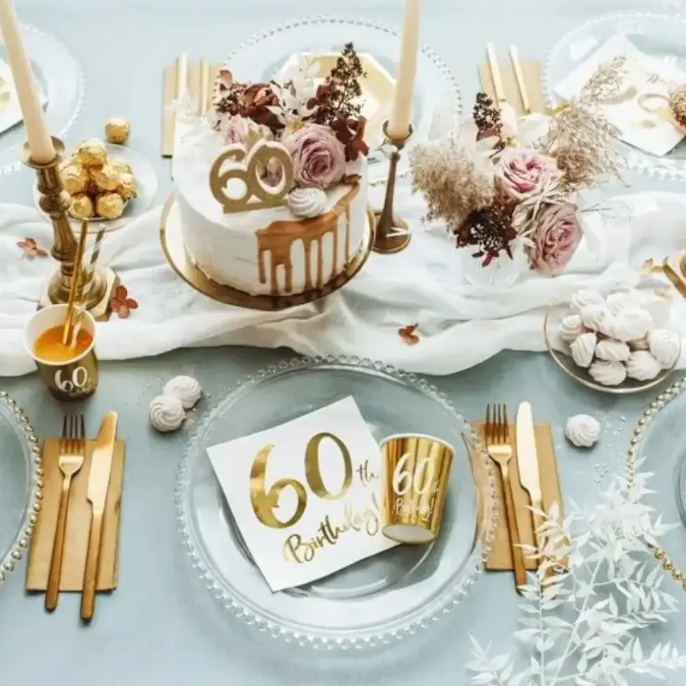 Lot de 6 gobelets or "60 ans"