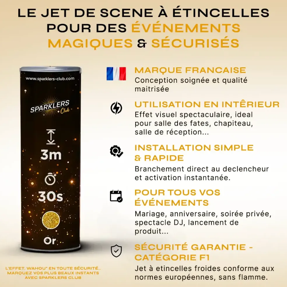 Lot de 50 Jets de scène 3 mètres 30 secondes Or