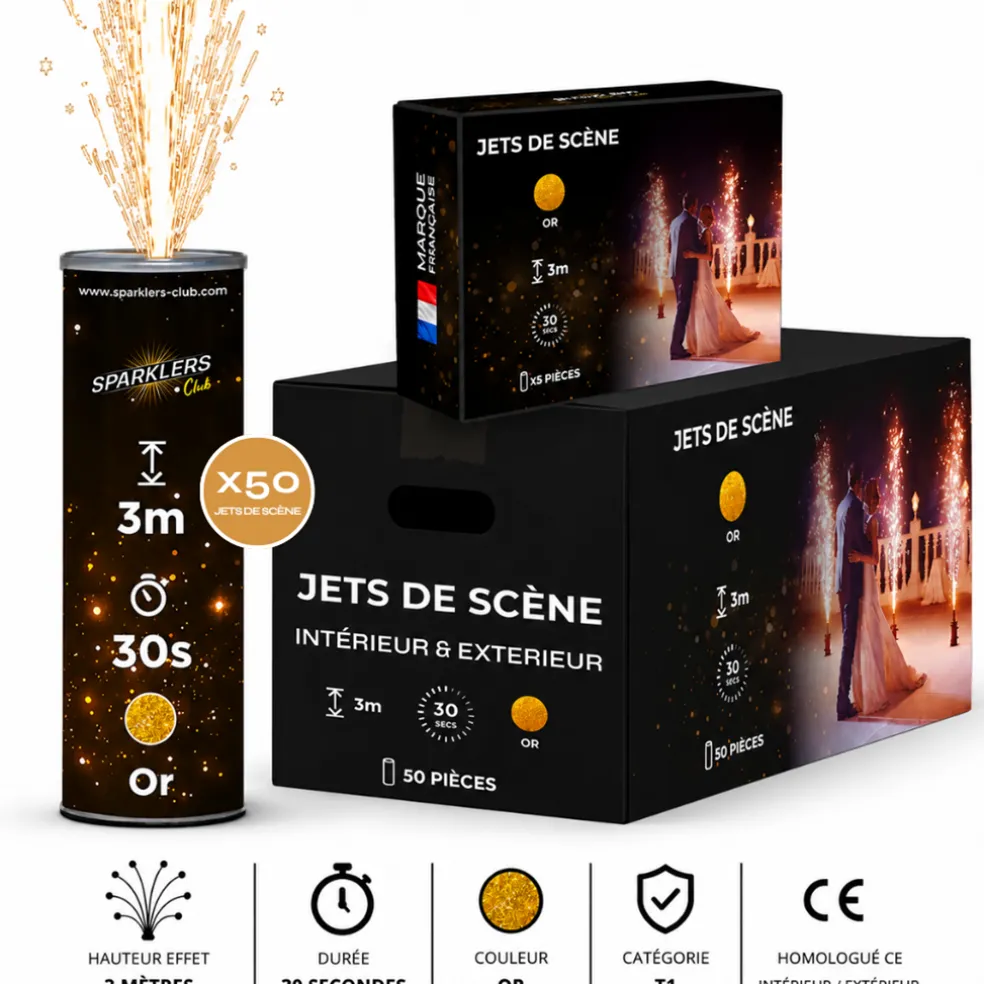 Lot de 50 Jets de scène 3 mètres 30 secondes Or