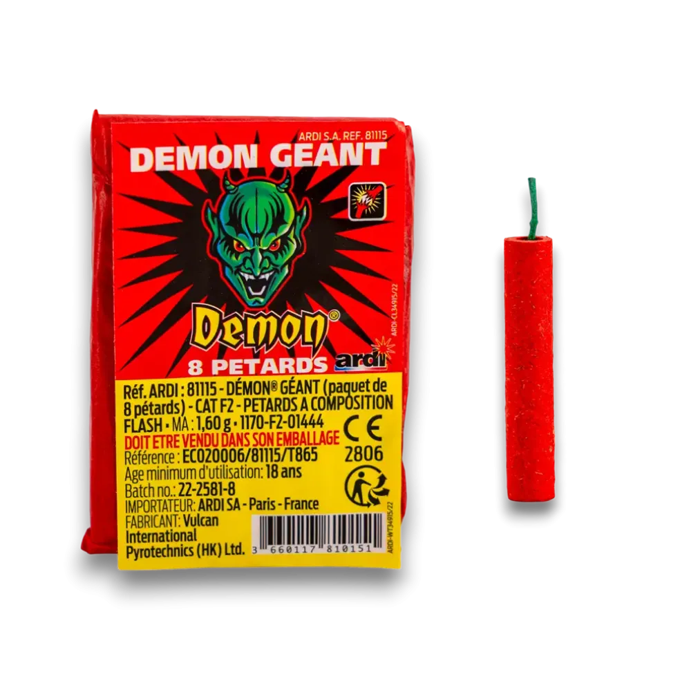 Lot de 10 paquets de Pétard DÉMON® GÉANT (paquet de 8 pièces chacun)