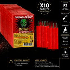 Lot de 10 paquets de Pétard DÉMON® GÉANT (paquet de 8 pièces chacun)