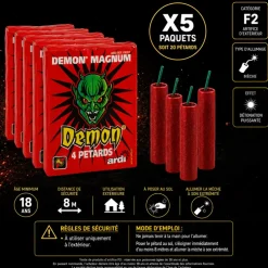 Lot de 5 paquets de Pétards DÉMON® MAGNUM ( Mammouth 3 ) (4 unités/paquet)