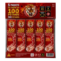 Lot de 5 paquets de PÉTARDS LE TIGRE® 100 COUPS