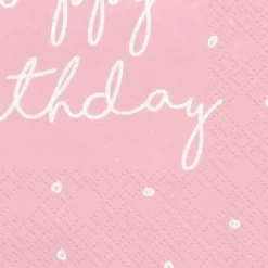 Lot de 20 serviettes en papier Happy Birthday roses