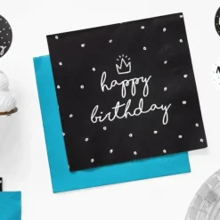Lot de 20 serviettes en papier Happy Birthday noires