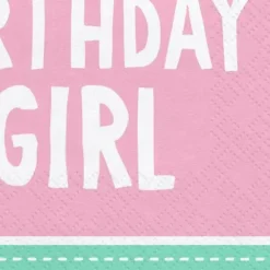Lot de 20 serviettes en papier rose 1st Birthday Girl