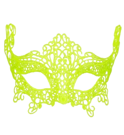 Loup jaune fluo en dentelle – Masque de déguisement élégant pour soirée à thème