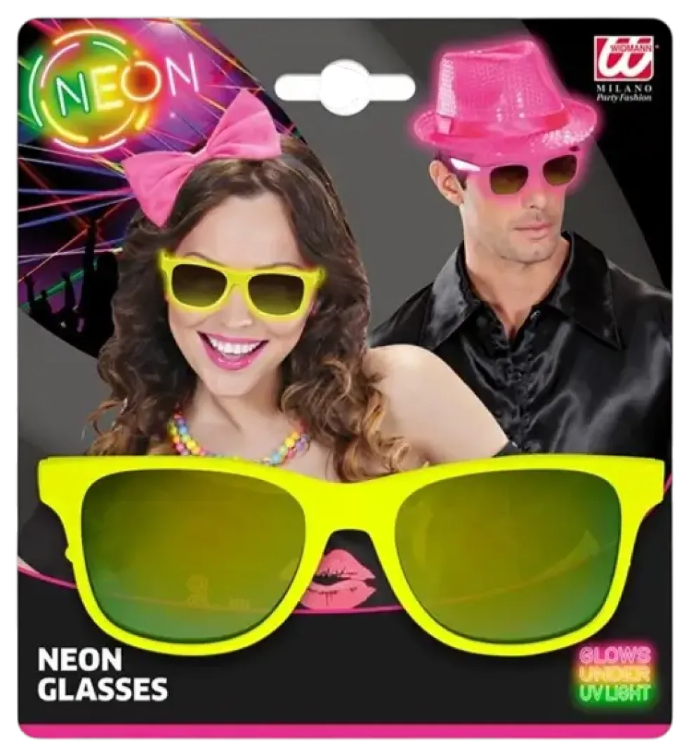 Lunettes néon Jaune fluo années 80 – Verres miroir effet Revo