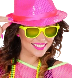 Lunettes néon Jaune fluo années 80 – Verres miroir effet Revo