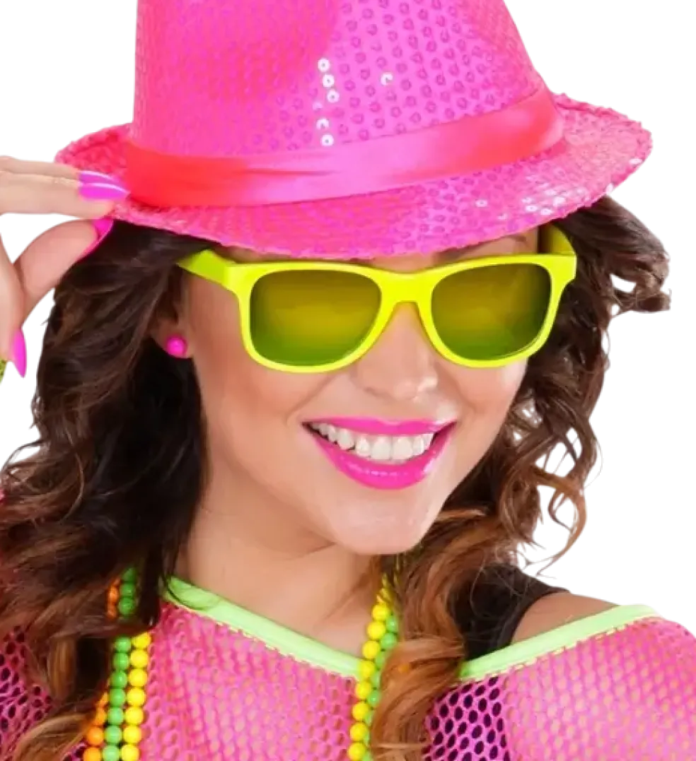 Lunettes néon Jaune fluo années 80 – Verres miroir effet Revo