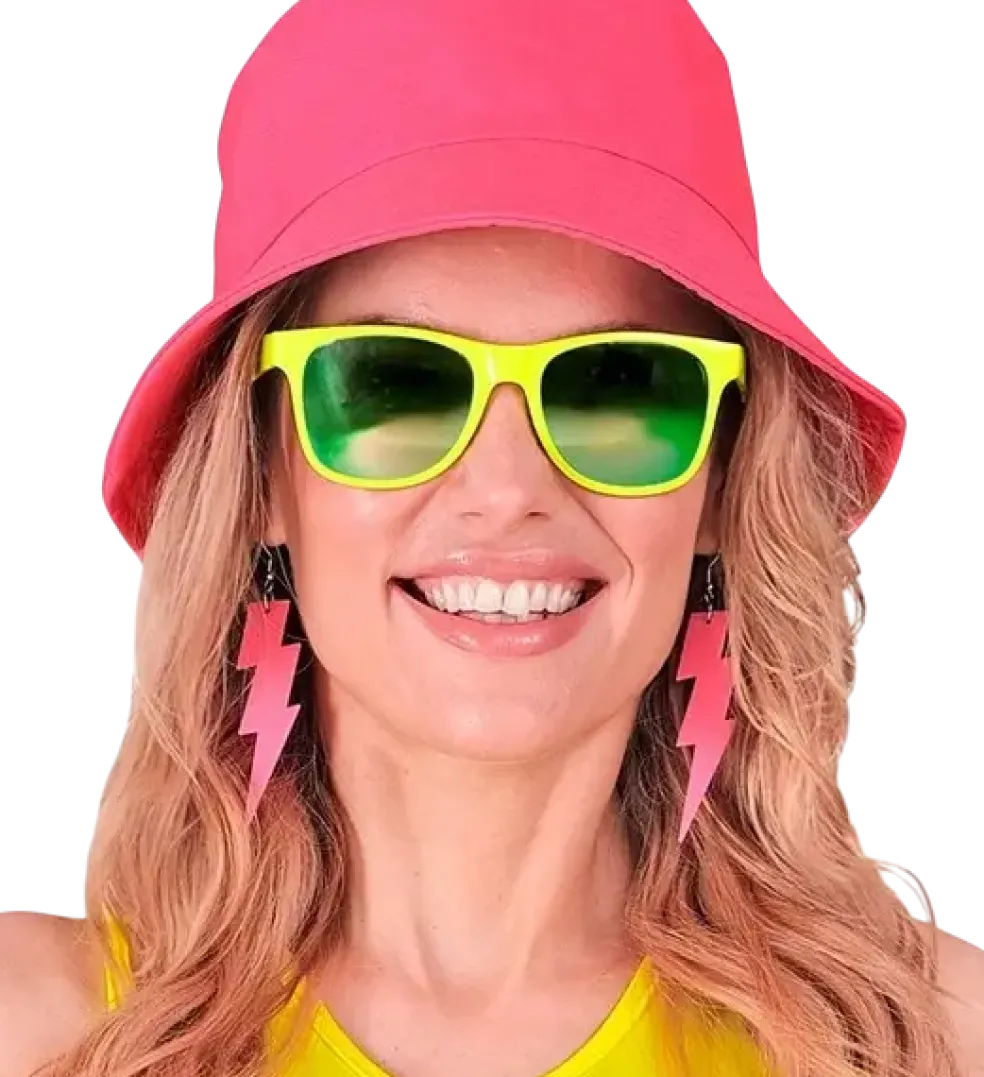 Lunettes néon Jaune fluo années 80 – Verres miroir effet Revo
