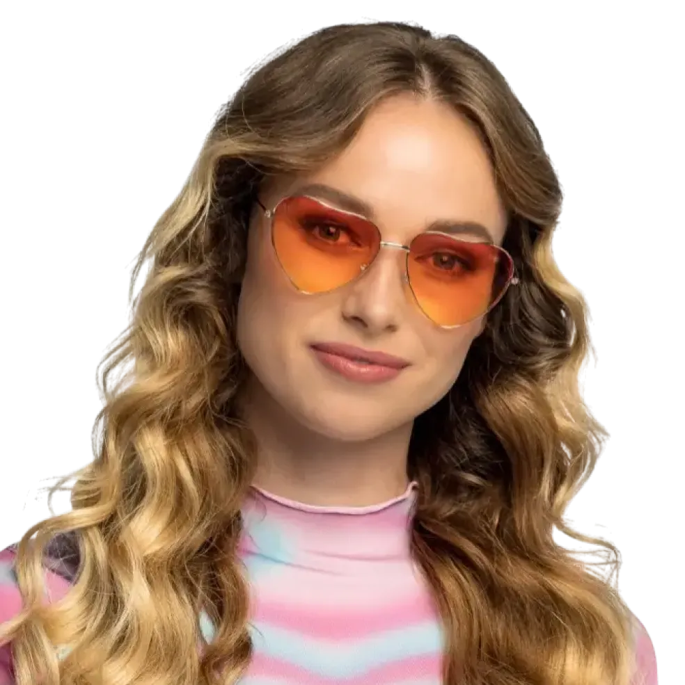Lunettes Party Groovy Love – Lunettes Cœur Orange Rétro Années 70 80
