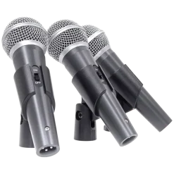 Microphone dynamique "MIC 300" Mac Mah – Pack de 3 micros filaires avec valise, pinces, supercardioïde, XLR