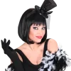 Mini Chapeau Noir à Paillettes sur Bandeau avec Nœud et Voile – Accessoire Déguisement Cabaret