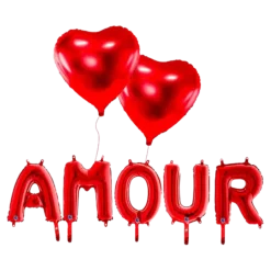 PACK BALLONS AMOUR + 2 BALLONS COEURS ROUGE