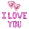 PACK BALLONS I LOVE YOU + 2 BALLONS COEURS ROSE