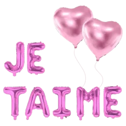 PACK BALLONS JE TAIME + 2 BALLONS COEURS ROSE