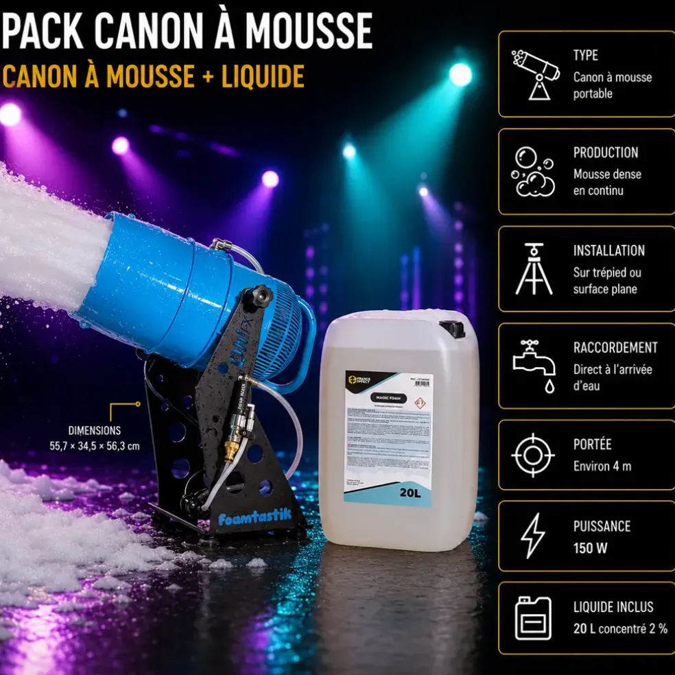 Pack Canon à Mousse Portable FOAMTASTIK + Liquide à Mousse Standard 20 L