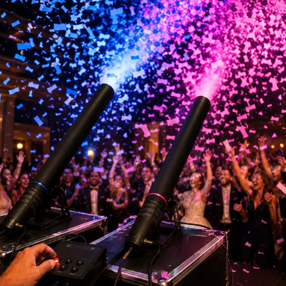 Pack de 2 Canons à Confettis Électriques Rose et Bleu 80 cm