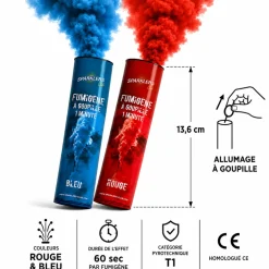 Pack de 2 Fumigènes à Goupille Bleu & Rouge – 60 Secondes