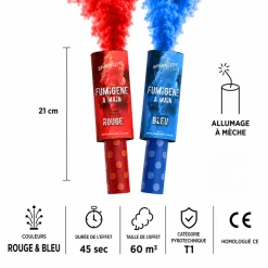 Pack de 2 Fumigènes à Main Rouge & Bleu – 45 Secondes