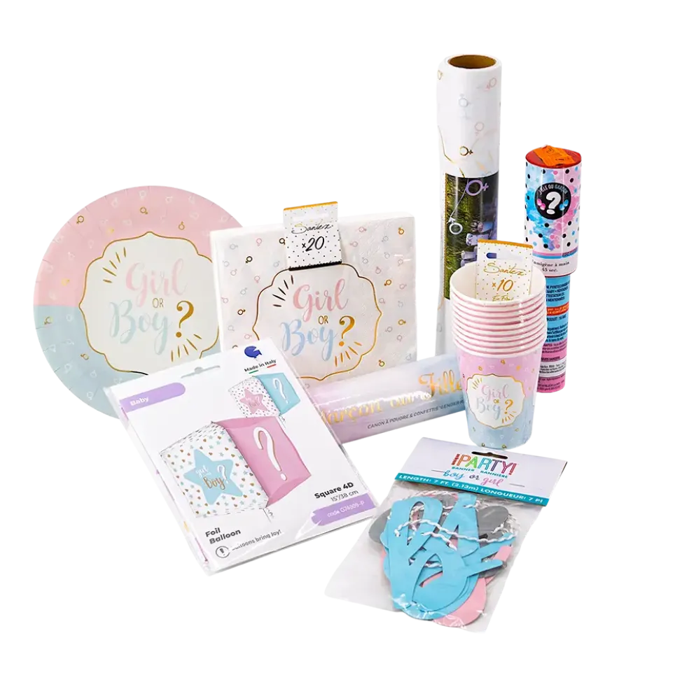 Pack Gender Reveal Boy or Girl - Set de Table + Effets Waouh