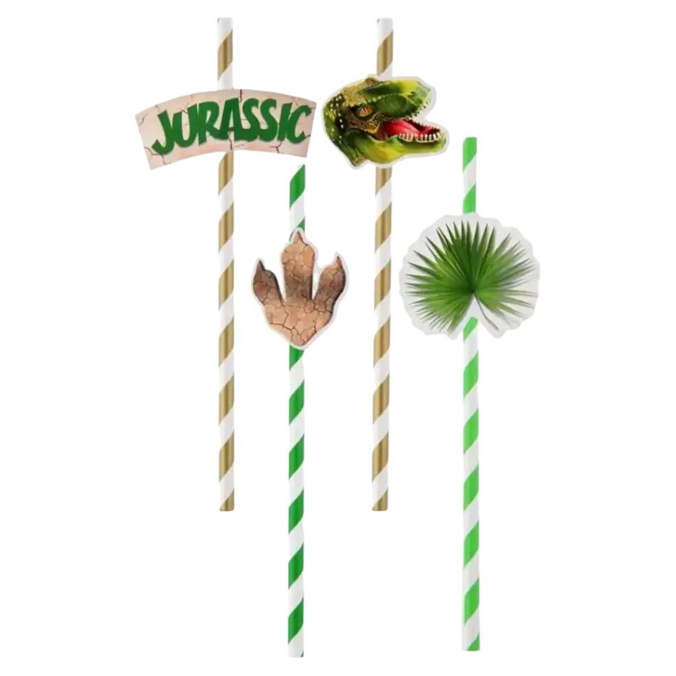 Paille Dinosaure T Rex - Lot de 8