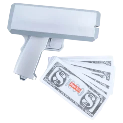 Pistolet à Billets Couleur Argent - 100 Faux Billets Inclus