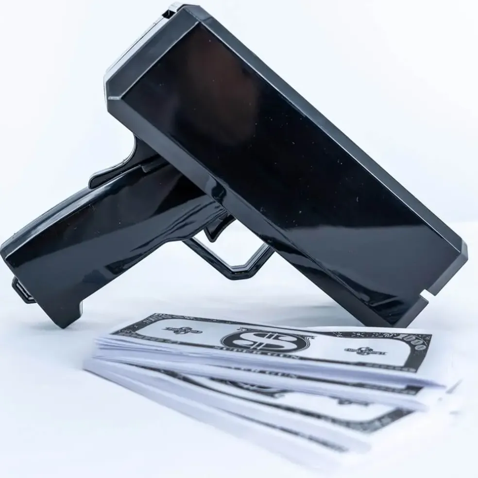 Pistolet à Billets - Couleur Noir - 100 Faux Billets Inclus