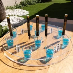 Plateau Rond Transparent pour Verre à Shooter
