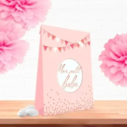Pochette Cadeau Rose "Mon petit Bébé" - lot de 6