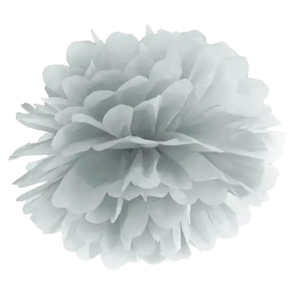 Pompon en papier argent 25cm