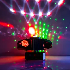 Projecteur multifonction 50 W – UFO Wing BoomTone DJ – LED + LASER + stroboscope + faisceaux, pilotable en DMX