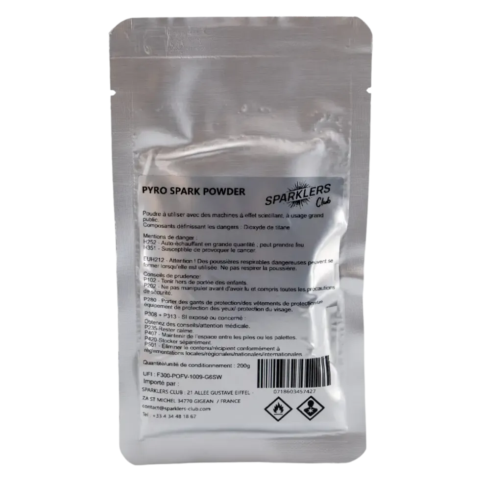 SACHET 200g POUDRE À ÉTINCELLES PYRO SPARK - SPARKLERS CLUB®