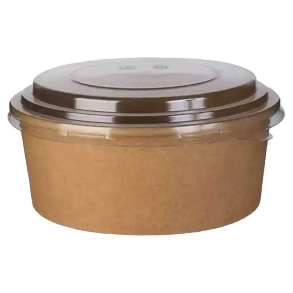 Saladier Kraft Biodégradable 1100ml + Couvercle (Lot de 25)